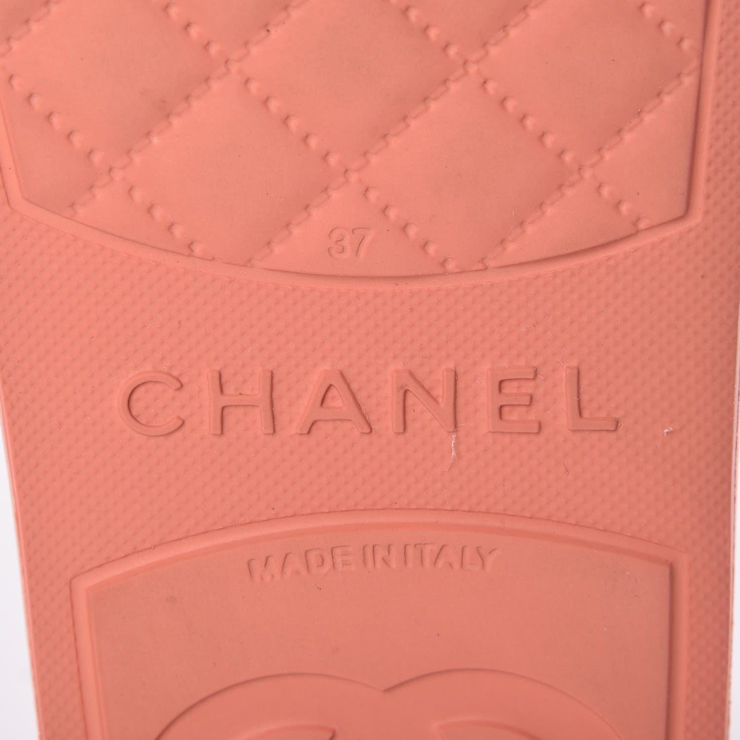 Chanel Rubber CC Flat Slide Sandals 37 Orange Pink 10 of 13
