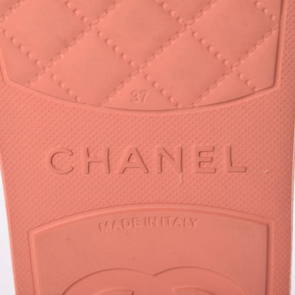 Chanel Rubber CC Flat Slide Sandals 37 Orange Pink 10 of 13