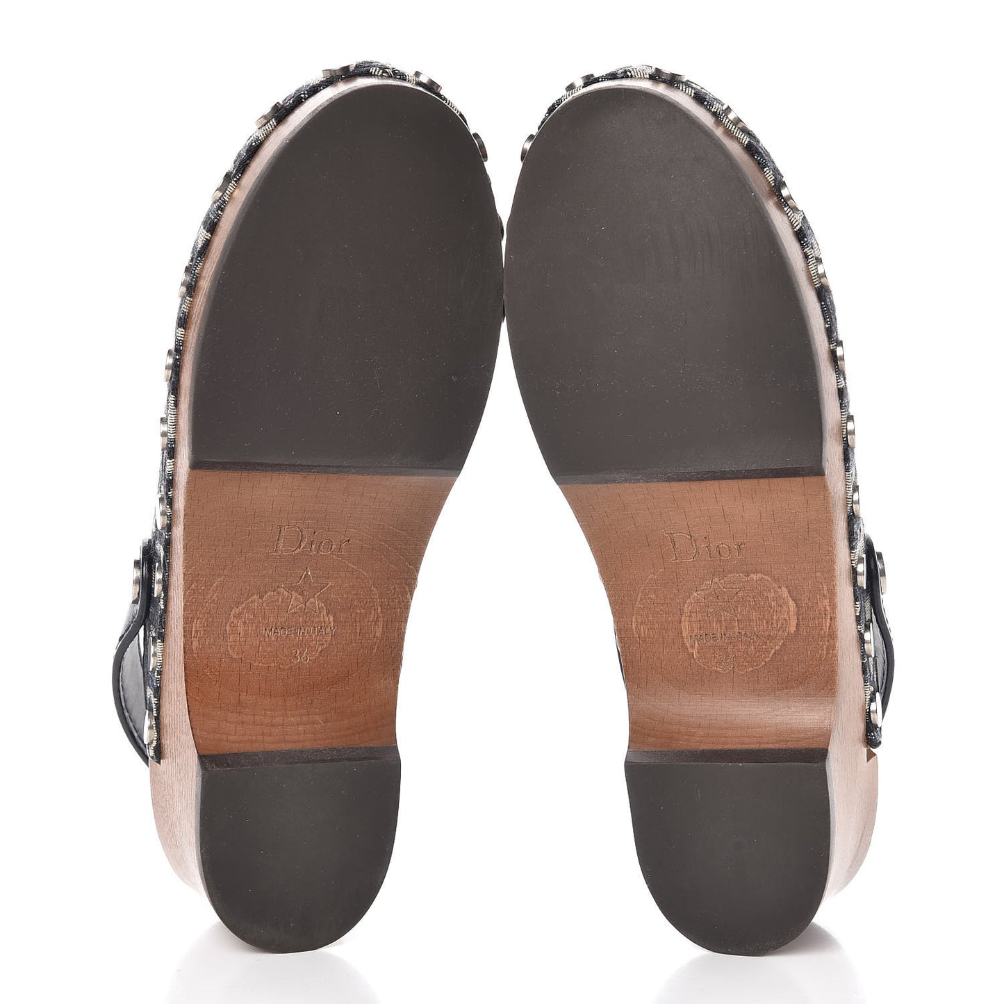 Canvas Oblique Diorquake 20mm Slingback Clogs 36 Deep Blue