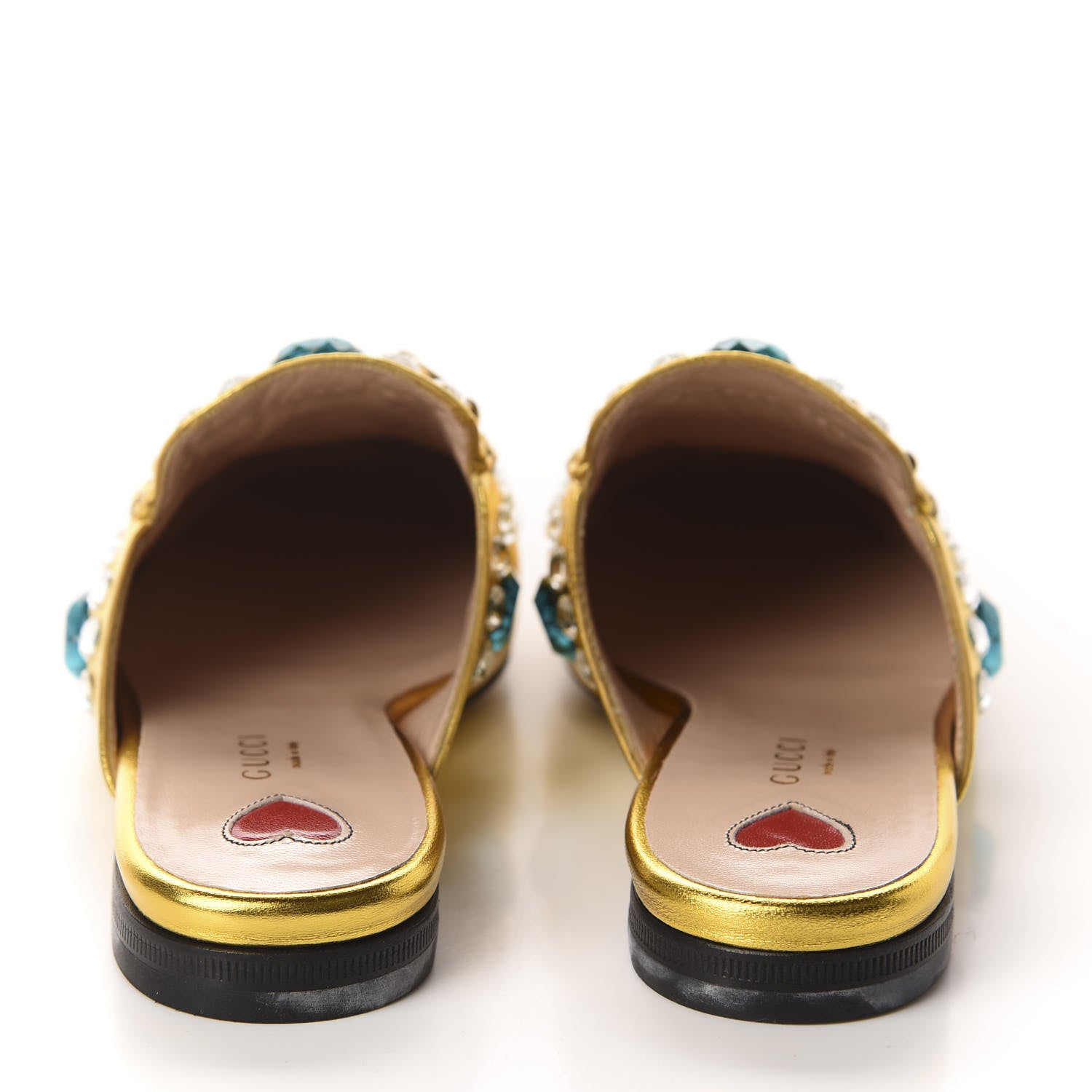 Gucci Metallic Nappa Crystal Womens Princetown Slippers 35.5 Gold 5 of 10