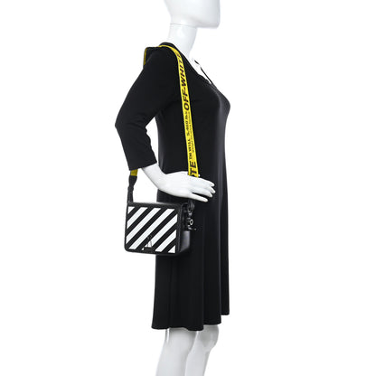 Off-White Calfskin Diag Flap Bag Black White 2 of 9