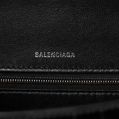Balenciaga Shiny Calfskin Monochrome Crocodile Embossed Medium Hourglass Top Handle Bag Black 6 of 9