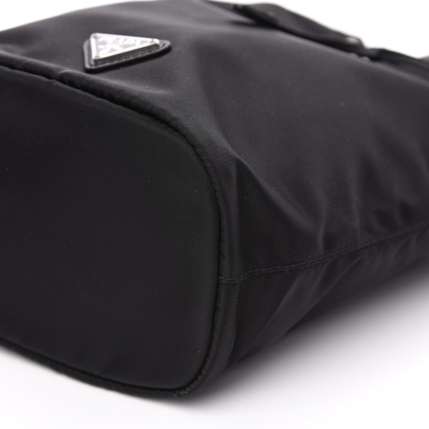 Saffiano Tessuto Nylon Vela Bucket Wristlet Black
