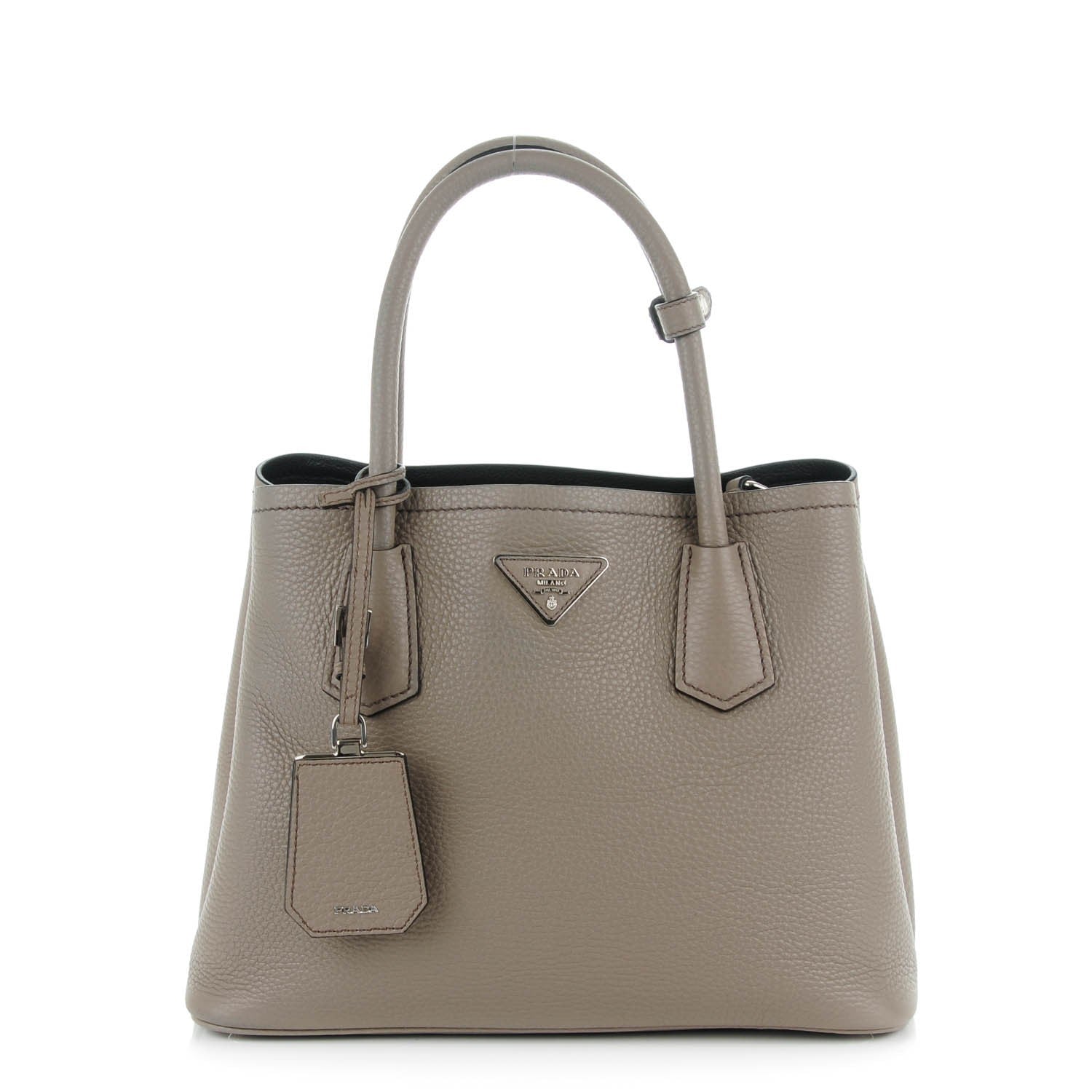 Prada Vitello Daino Small Double Bag Argilla Black 1 of 8