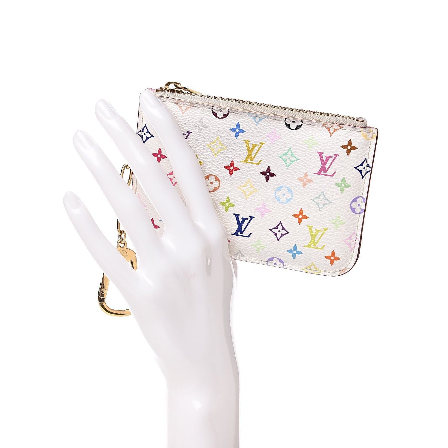 Louis Vuitton Monogram Multicolor Key Pouch White Litchi 2 of 9