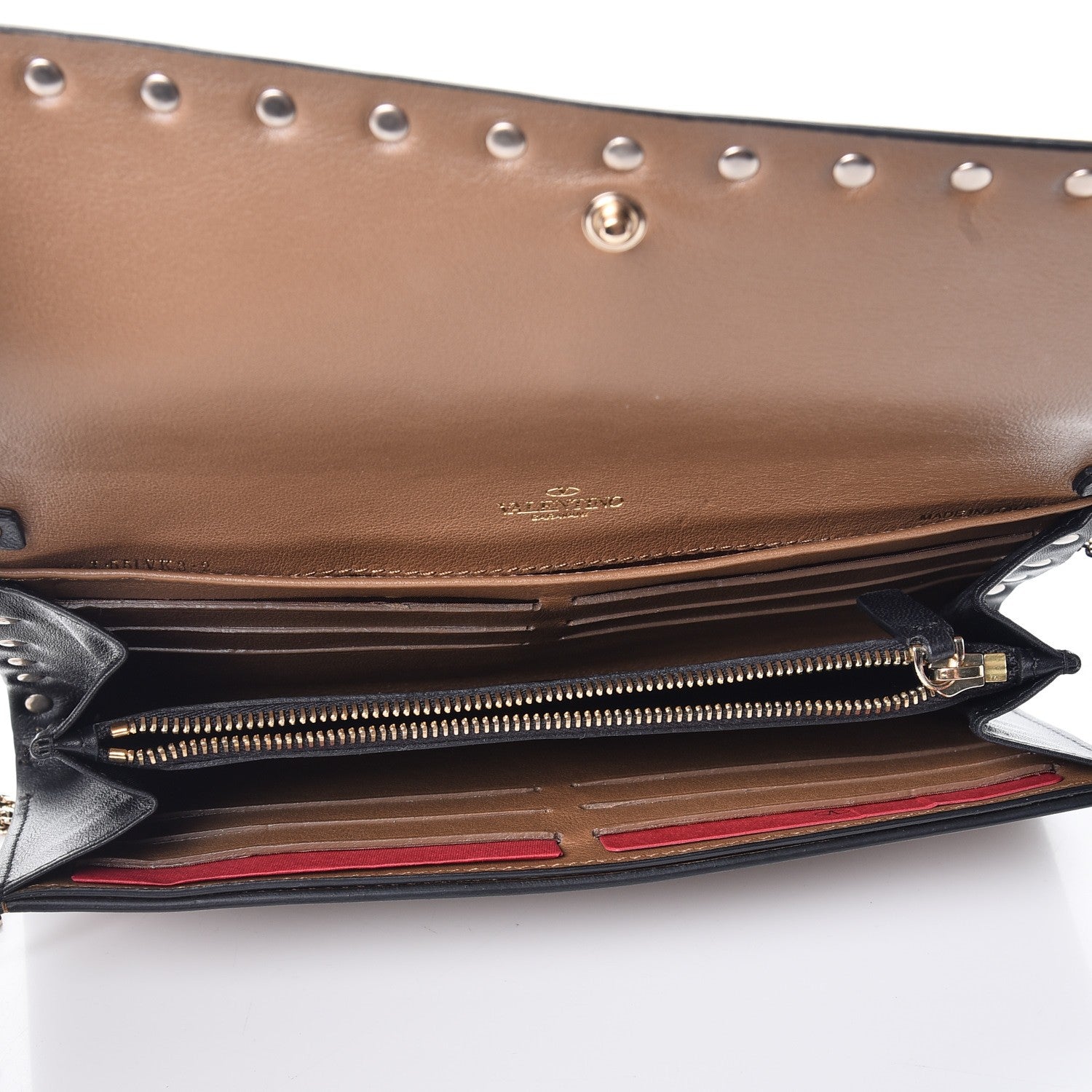 Valentino Garavani Vitello Rockstud Flap Wallet On Chain Brown 5 of 9