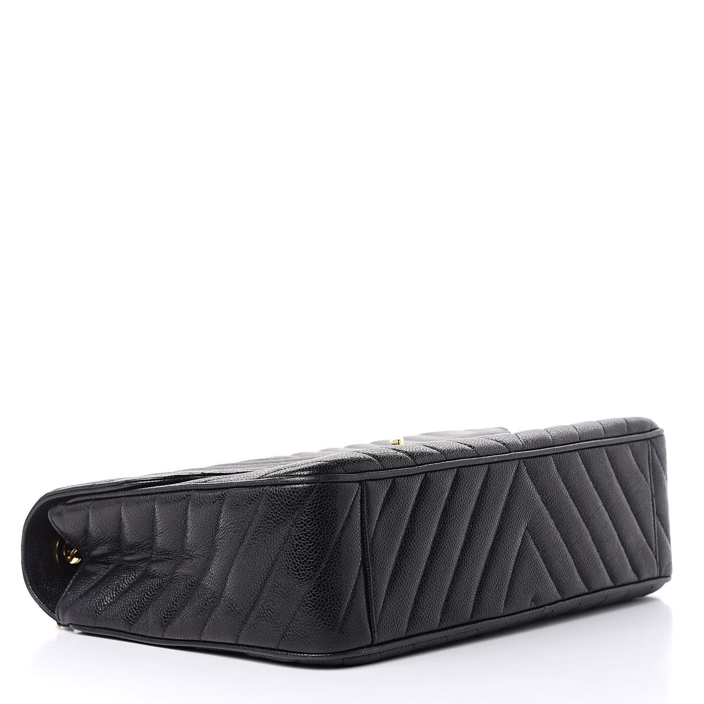 Caviar Chevron Quilted Maxi Single Flap Black