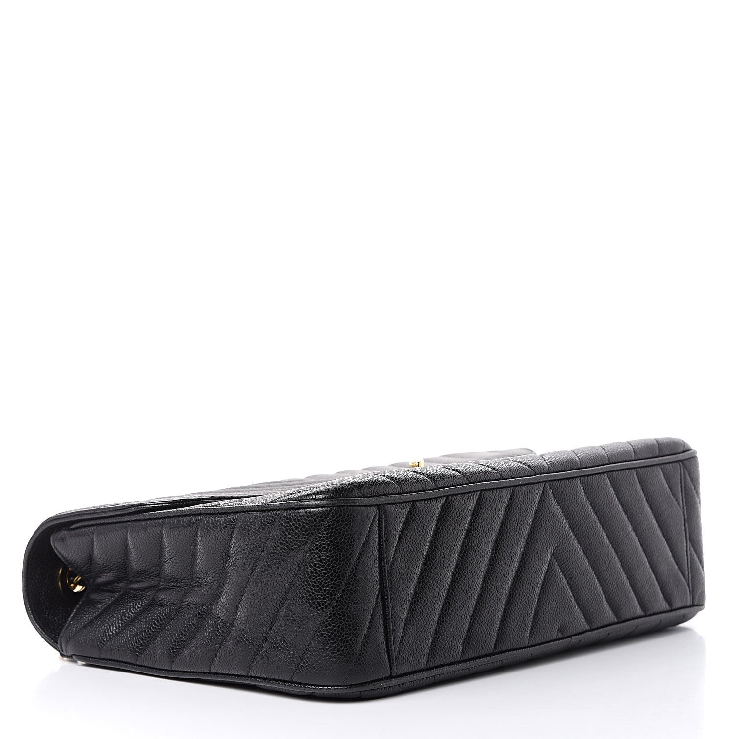 Chanel Caviar Chevron Quilted Maxi Single Flap Black 4 of 14