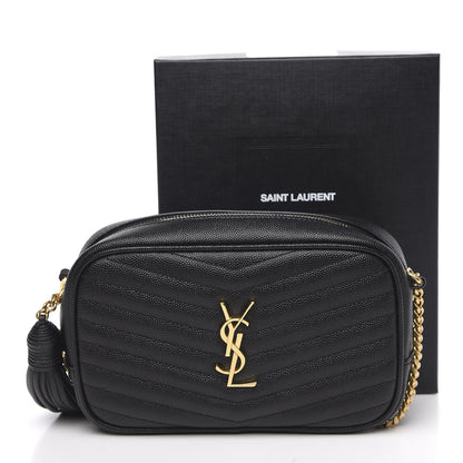 Saint Laurent Grain De Poudre Matelasse Monogram Mini Lou Camera Bag Black 10 of 10