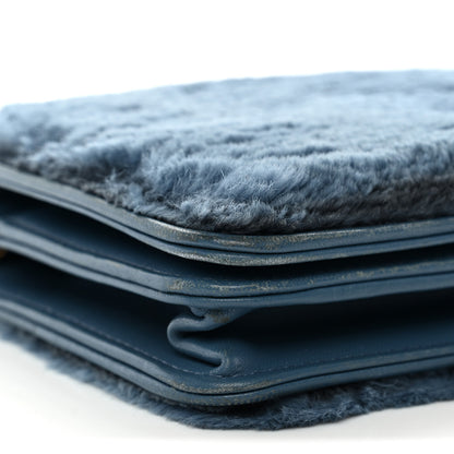 Chanel Rabbit Fur Wallet On Chain WOC Blue 10 of 12