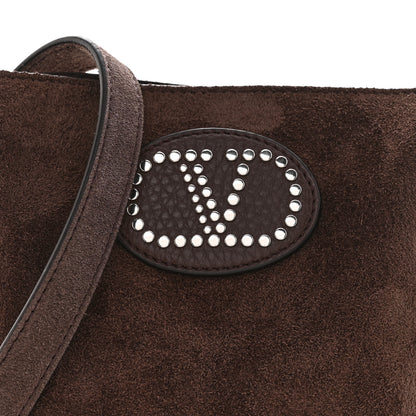 Valentino Garavani Suede Calfskin Studded Nellcote Fringe Crossbody Bag Brown 7 of 9