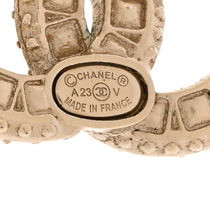 Chanel Crystal Timeless CC Earrings Light Gold 4 of 5