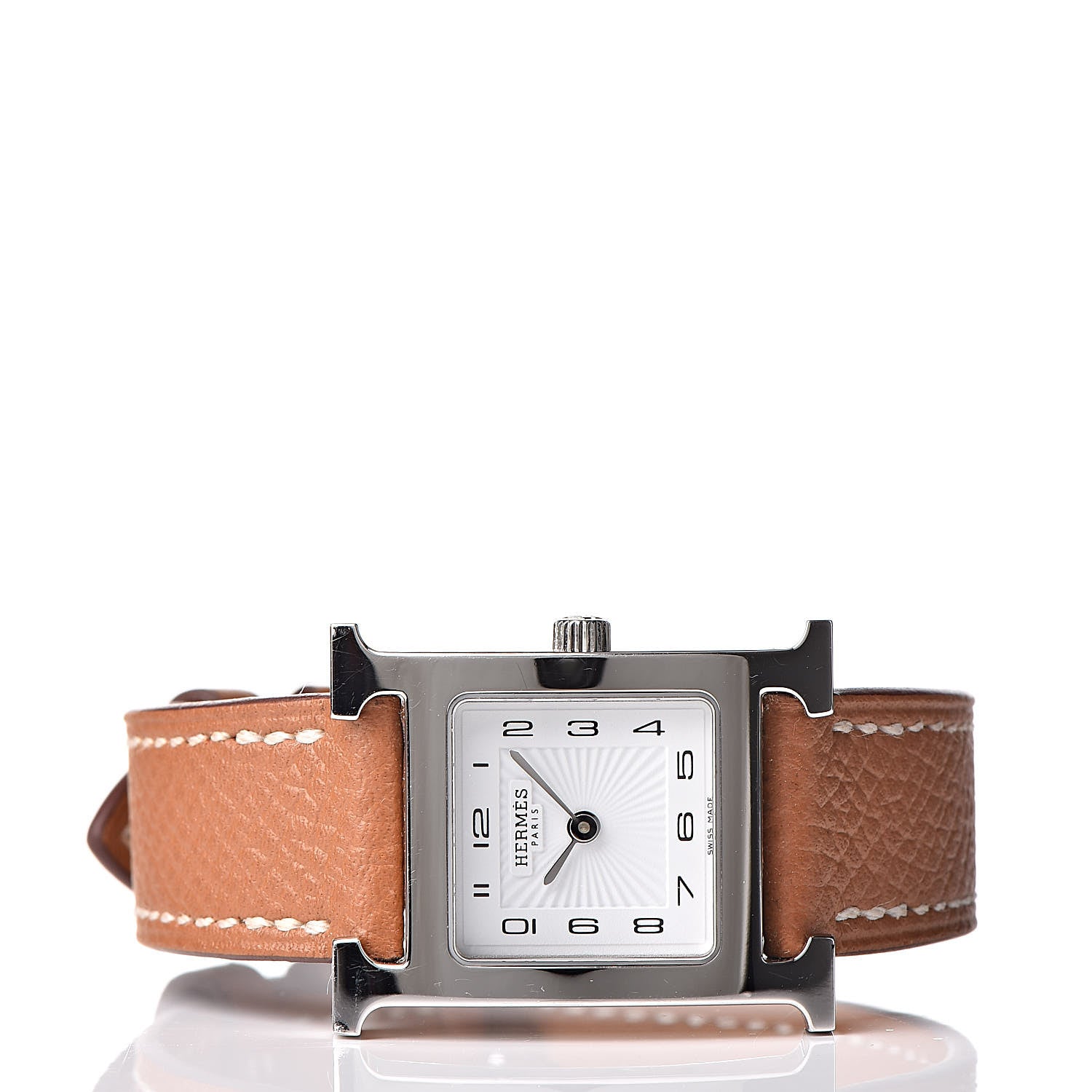 Hermes Stainless Steel Epsom 21mm Heure H Hour Quartz Watch Gold 3 of 8