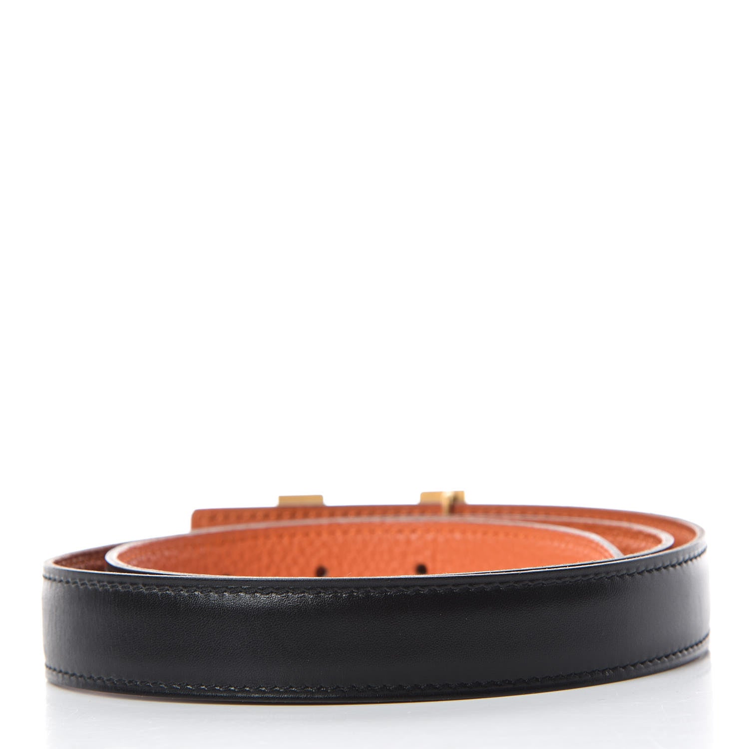Hermes Box Taurillon Clemence 24mm Constance Belt 80 Orange Black 3 of 7