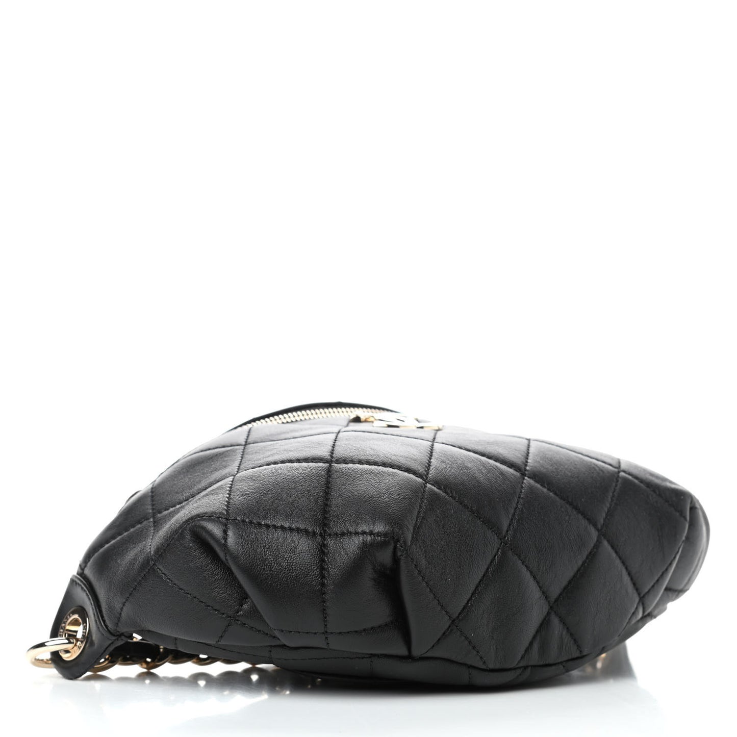 Lambskin Quilted Resin Bi-Color Waist Bag Fanny Pack Black