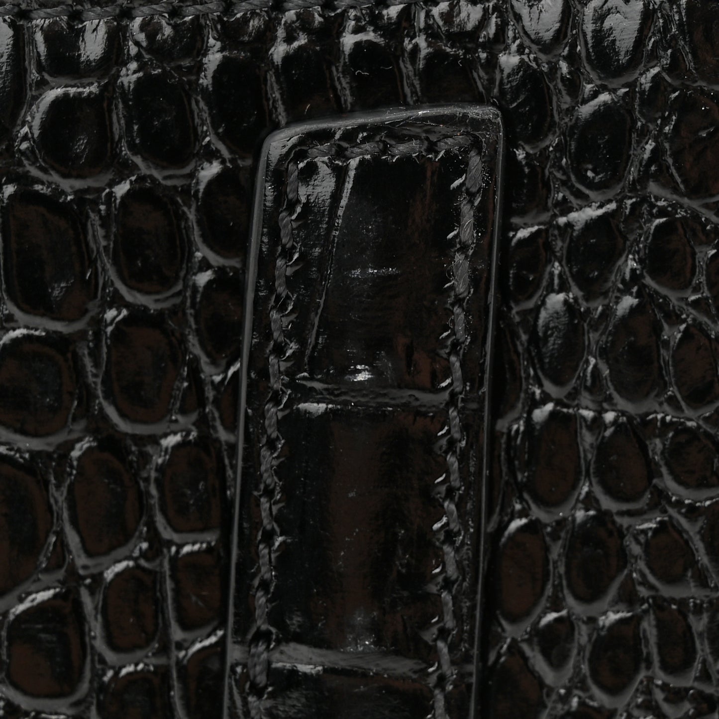 Calfskin Crocodile Embossed Mini Antigona Black