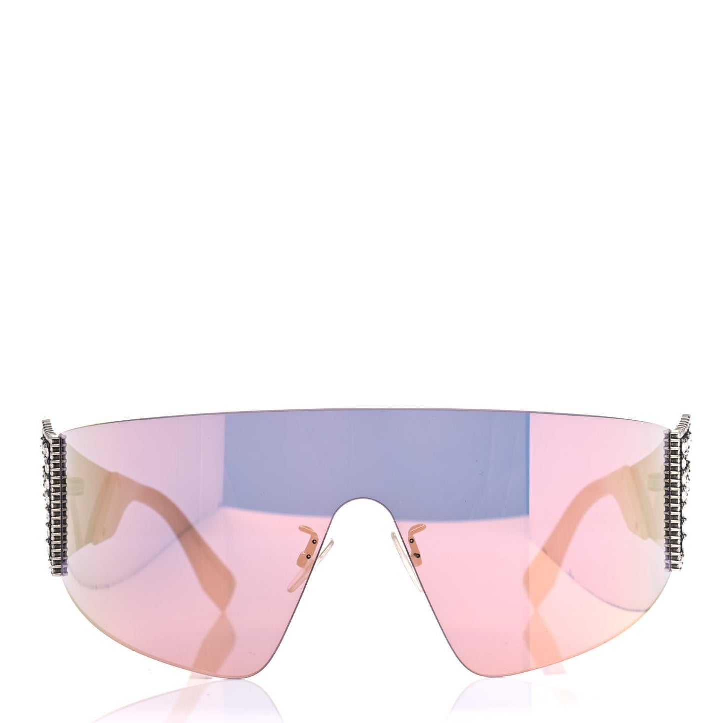 Mirrored Crystal Embellished FFreedom Shield Sunglasses FF 0382/S Pink