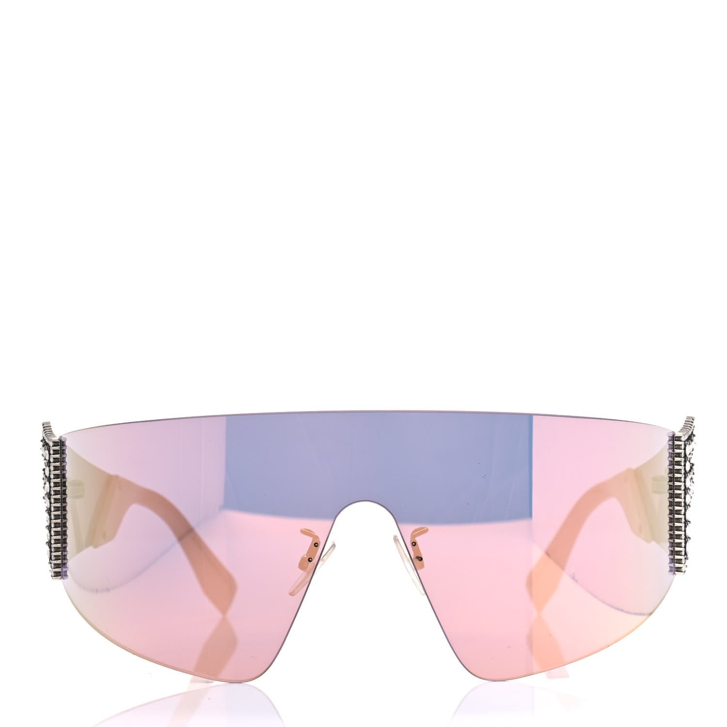 Fendi Mirrored Crystal Embellished FFreedom Shield Sunglasses FF 0382/S Pink 2 of 4