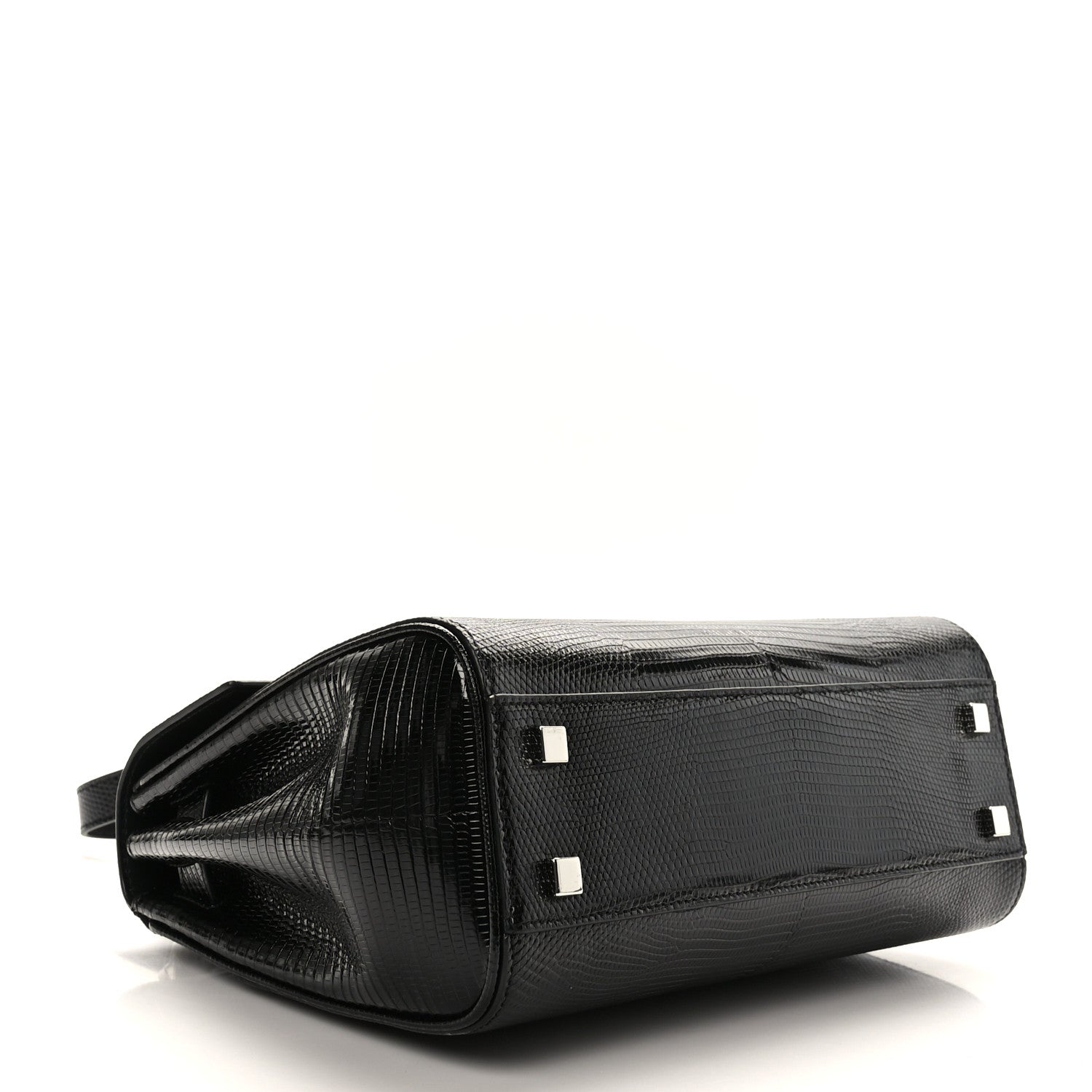 Saint Laurent Lizard Le Fermoir Top Handle Bag Small Black 4 of 9