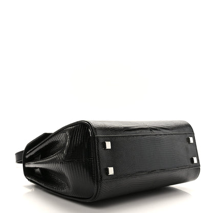 Saint Laurent Lizard Le Fermoir Top Handle Bag Small Black 4 of 9