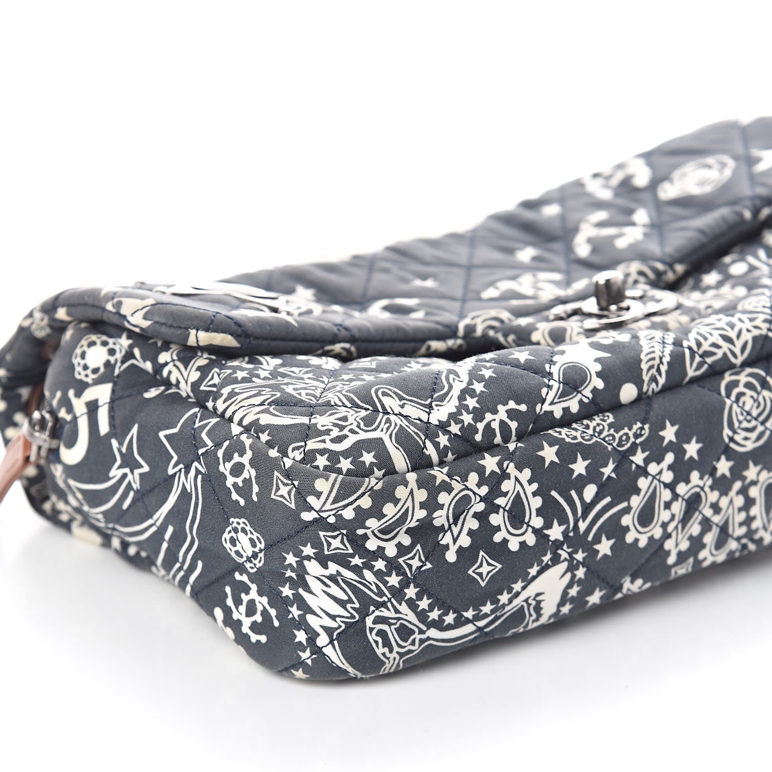 Chanel Cotton Quilted Paris Dallas Medium Bandana Flap Blue 9 of 10