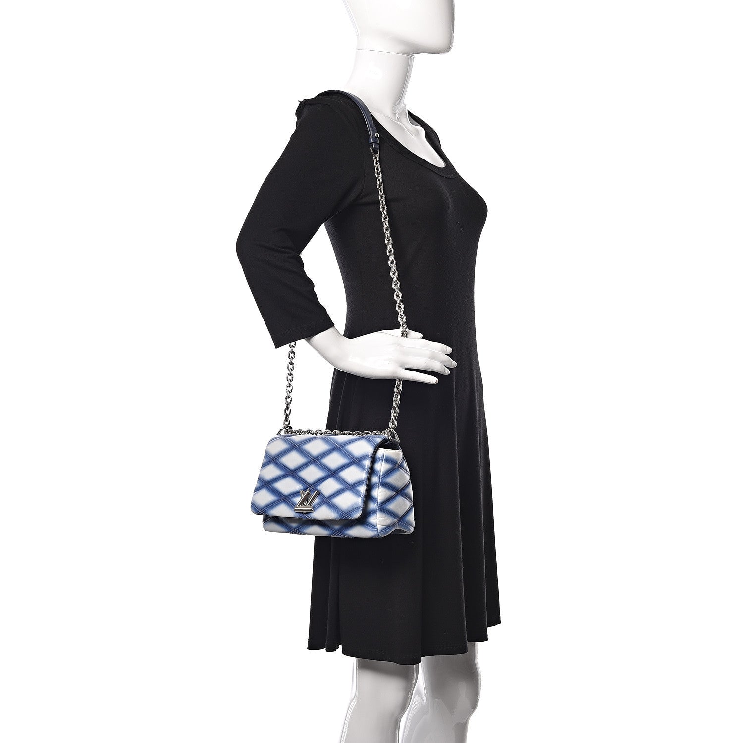 Louis Vuitton Lambskin Malletage Contraste GO-14 PM Blue 2 of 9