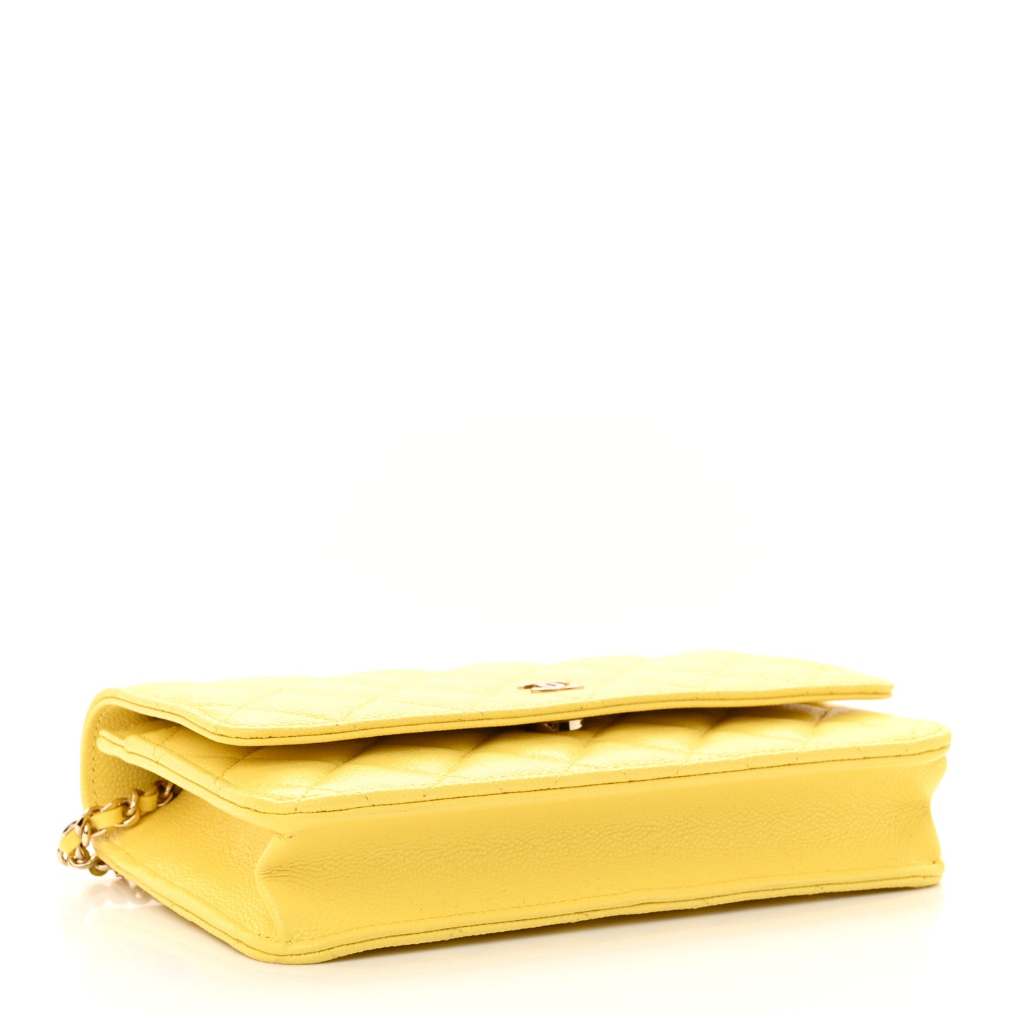 Caviar Quilted Wallet on Chain WOC Yellow