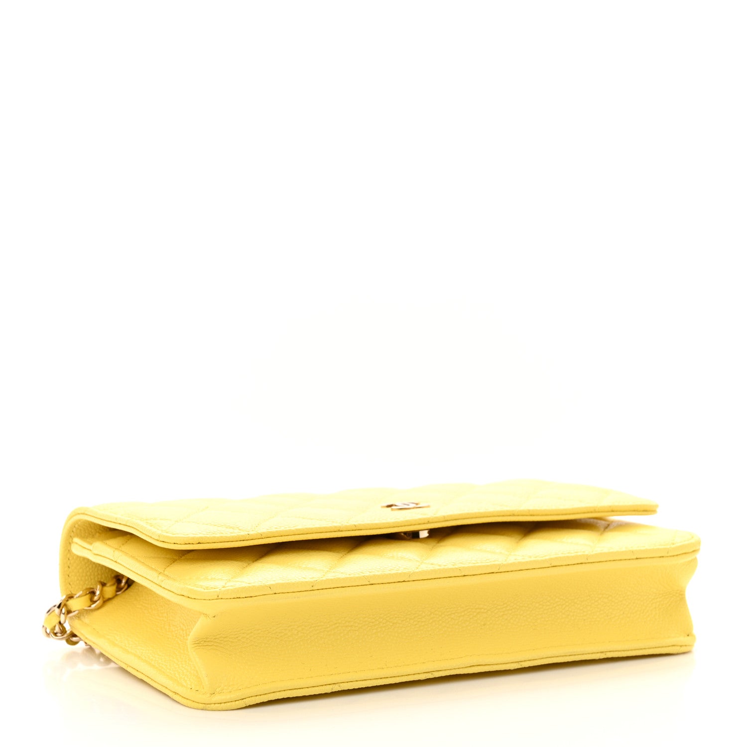 Chanel Caviar Quilted Wallet on Chain WOC Yellow 4 of 13