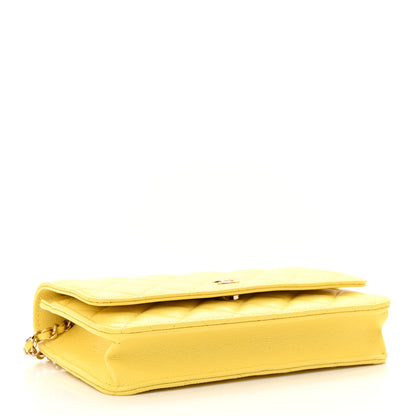Chanel Caviar Quilted Wallet on Chain WOC Yellow 4 of 13