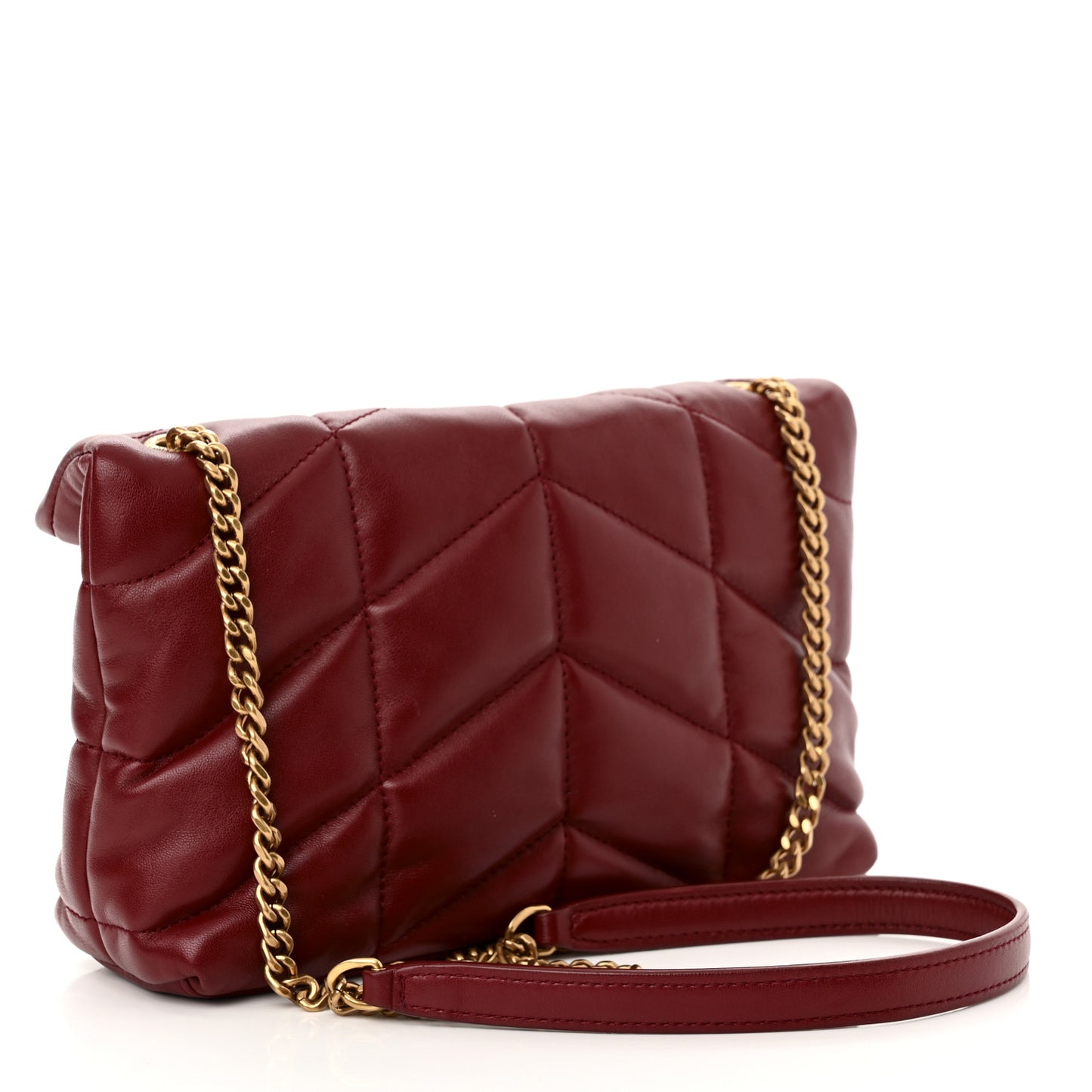 Lambskin Quilted Mini Loulou Puffer Monogram Chain Satchel Red