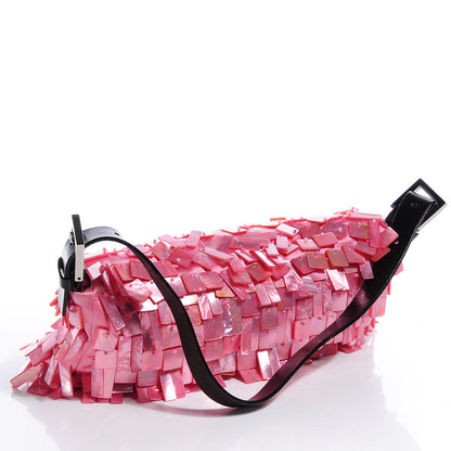 Fendi Satin Mother of Pearl Baguette Pink 4 of 10
