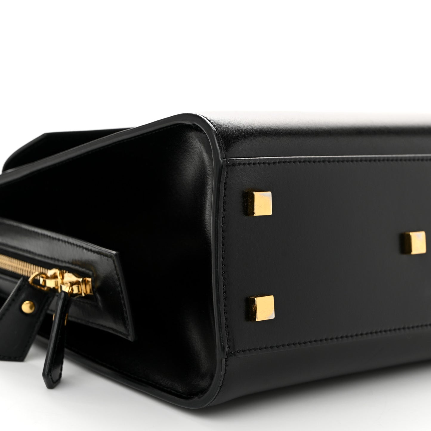 Shiny Calfskin Small Uptown Tote Black