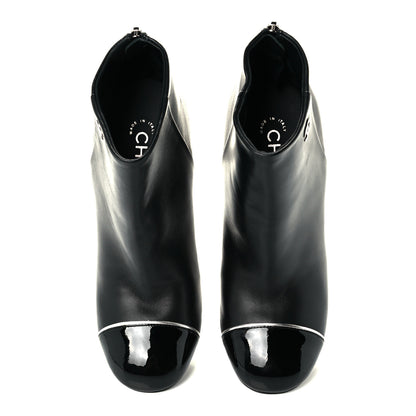Chanel Lambskin Patent Cap Toe CC Ankle Boots 36 Black 5 of 11
