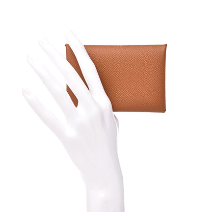 Hermes Epsom Calvi Card Case Gold 2 of 7