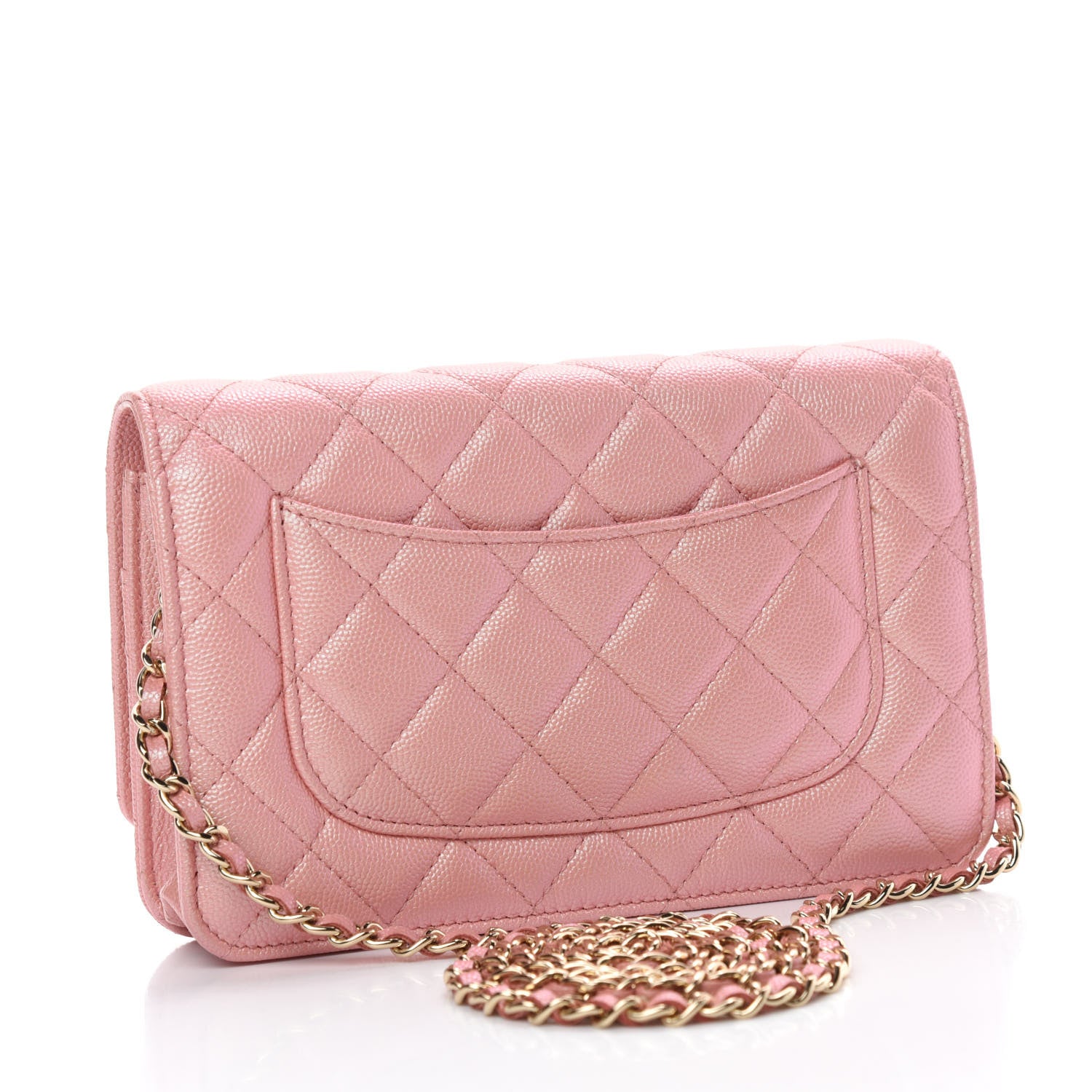 Chanel Iridescent Caviar Quilted Wallet on Chain WOC Rose Pink 3 of 13