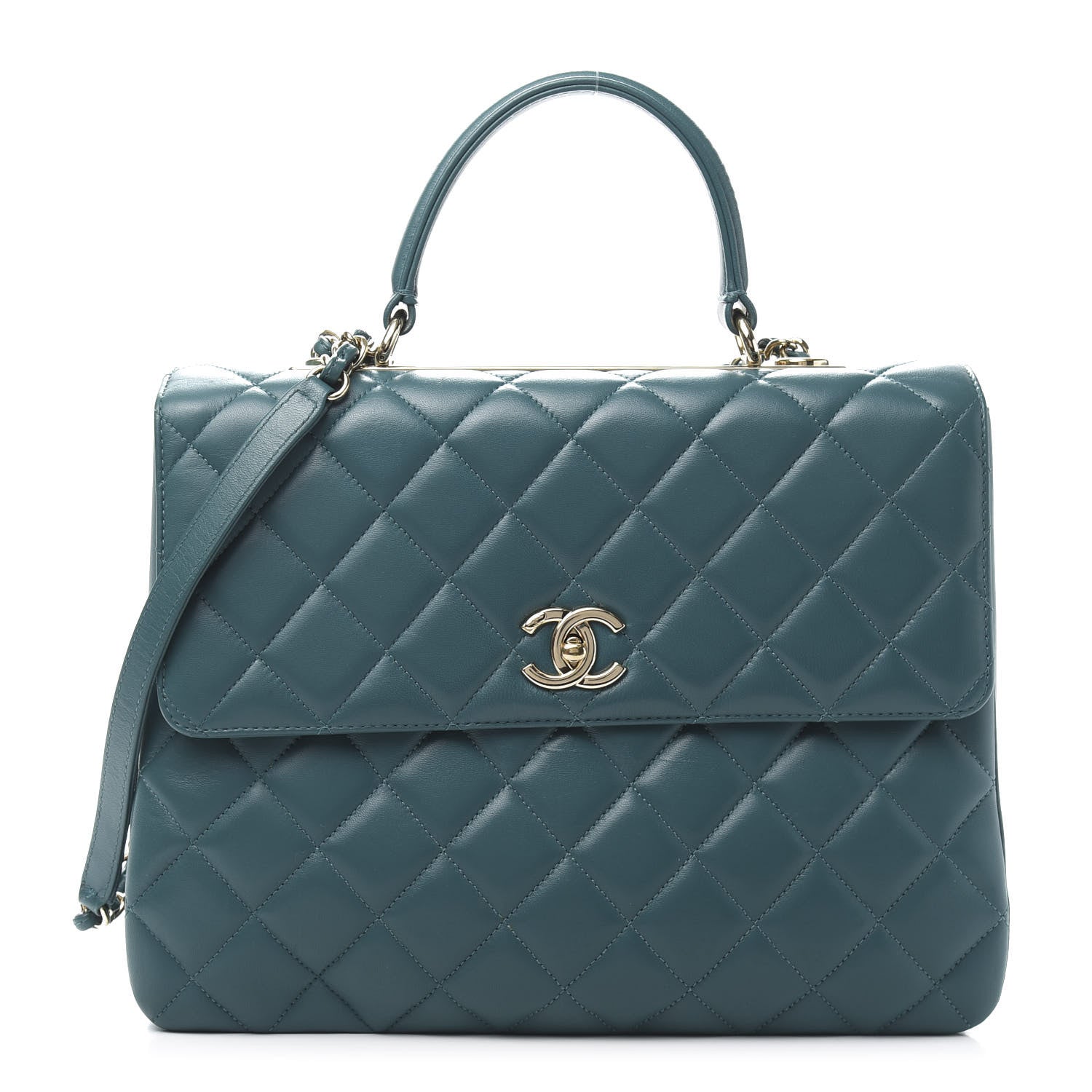 Chanel Lambskin Quilted Large Trendy CC Dual Handle Flap Bag Blue 1 of 12