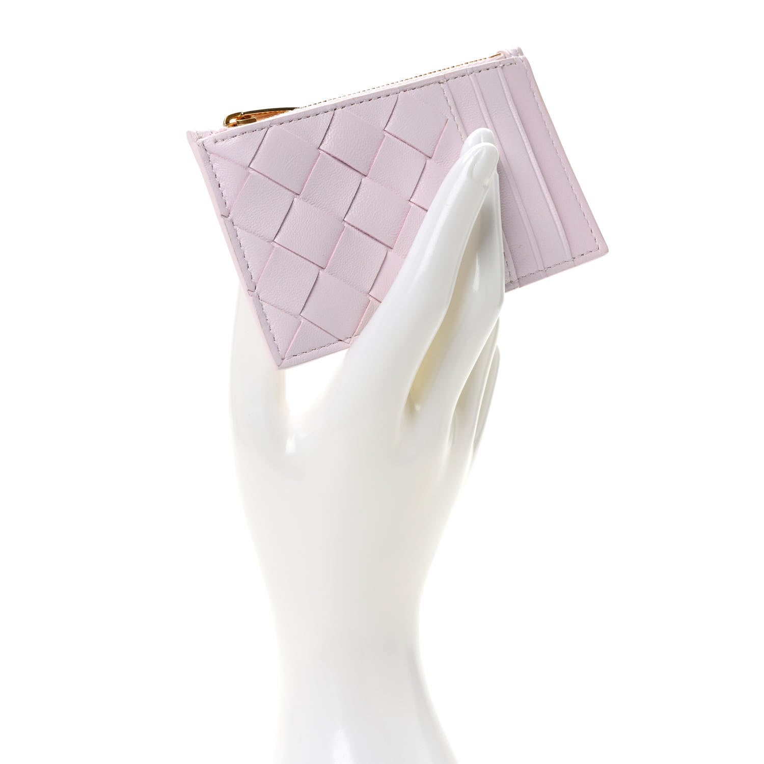 Bottega Veneta Calfskin Intrecciato Zip Card Holder Rosa 2 of 7