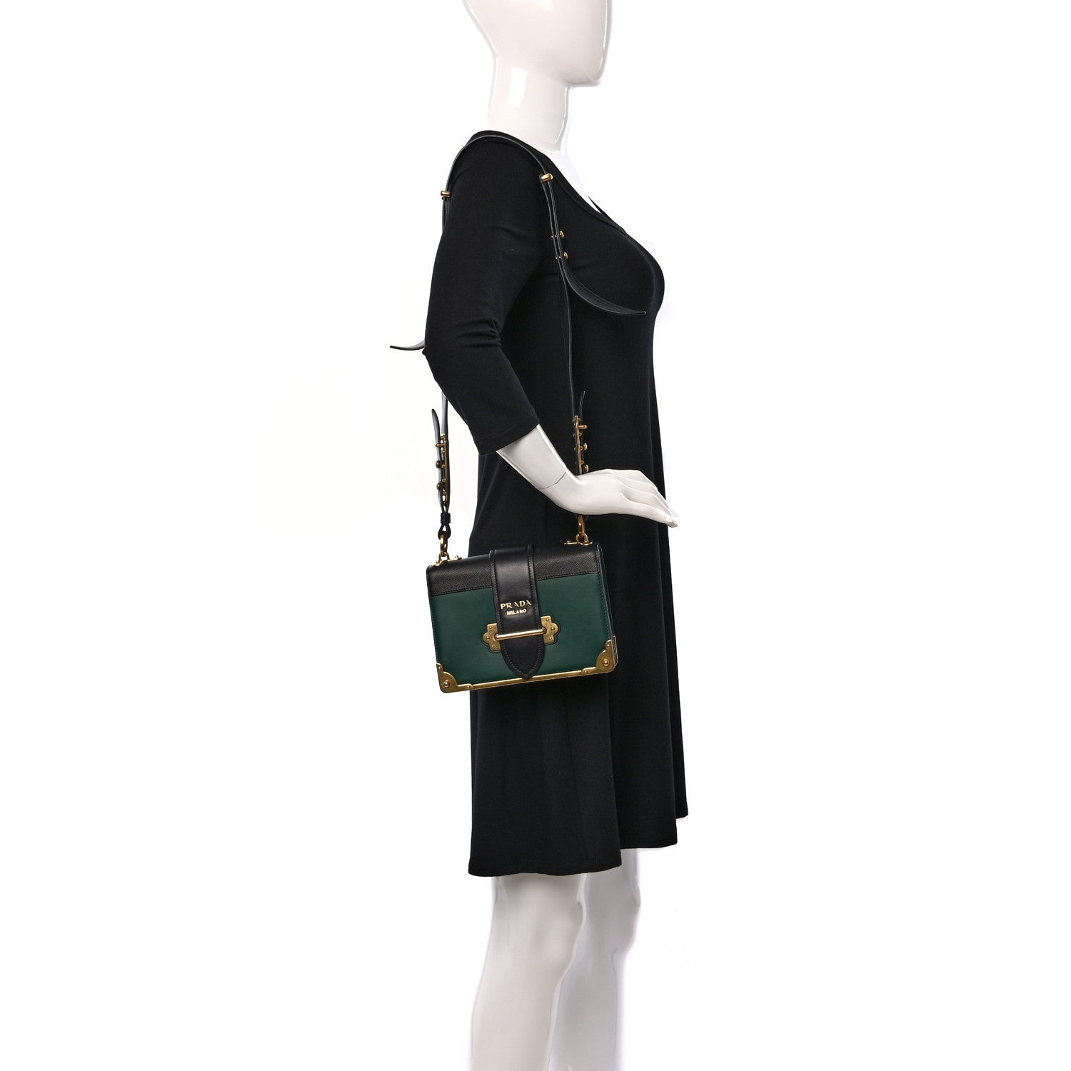 Prada City Calf Saffiano Cahier Bag Biliardo Black 2 of 10