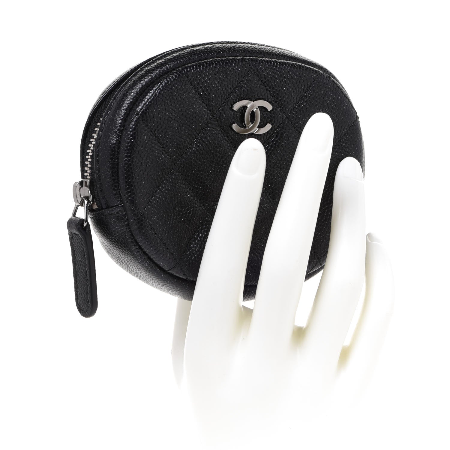Chanel Caviar Quilted Zip Around Classic Coin Purse Black 2 of 7