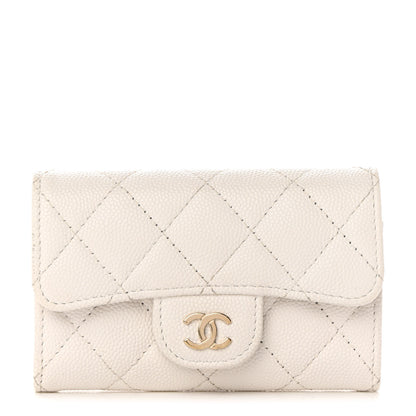 Chanel Caviar Quilted Flap Card Holder Wallet White 1 of 10