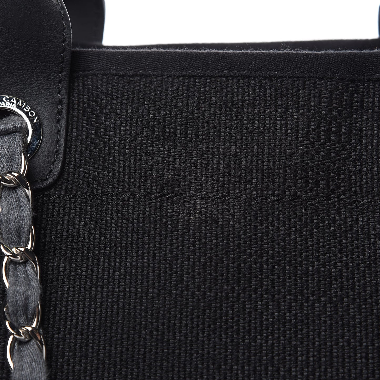 Striped Canvas Large Deauville Tote Black