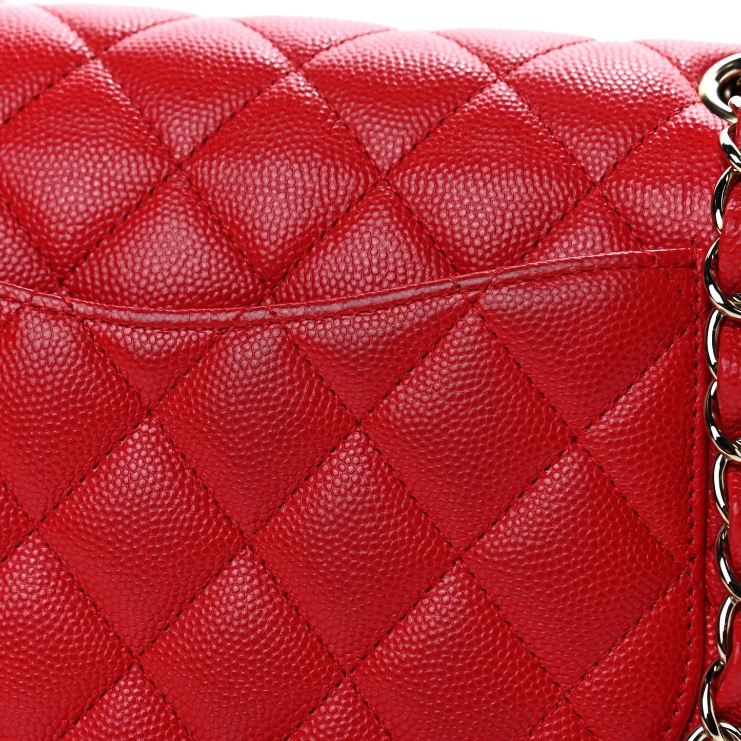 Caviar Quilted Medium Double Flap Red