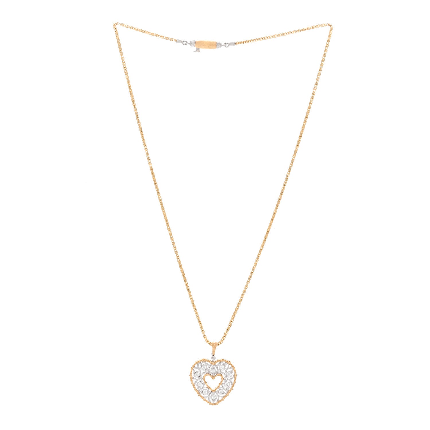 Buccellati 18K Yellow White Gold Diamond Ramage Pendant Necklace 3 of 6
