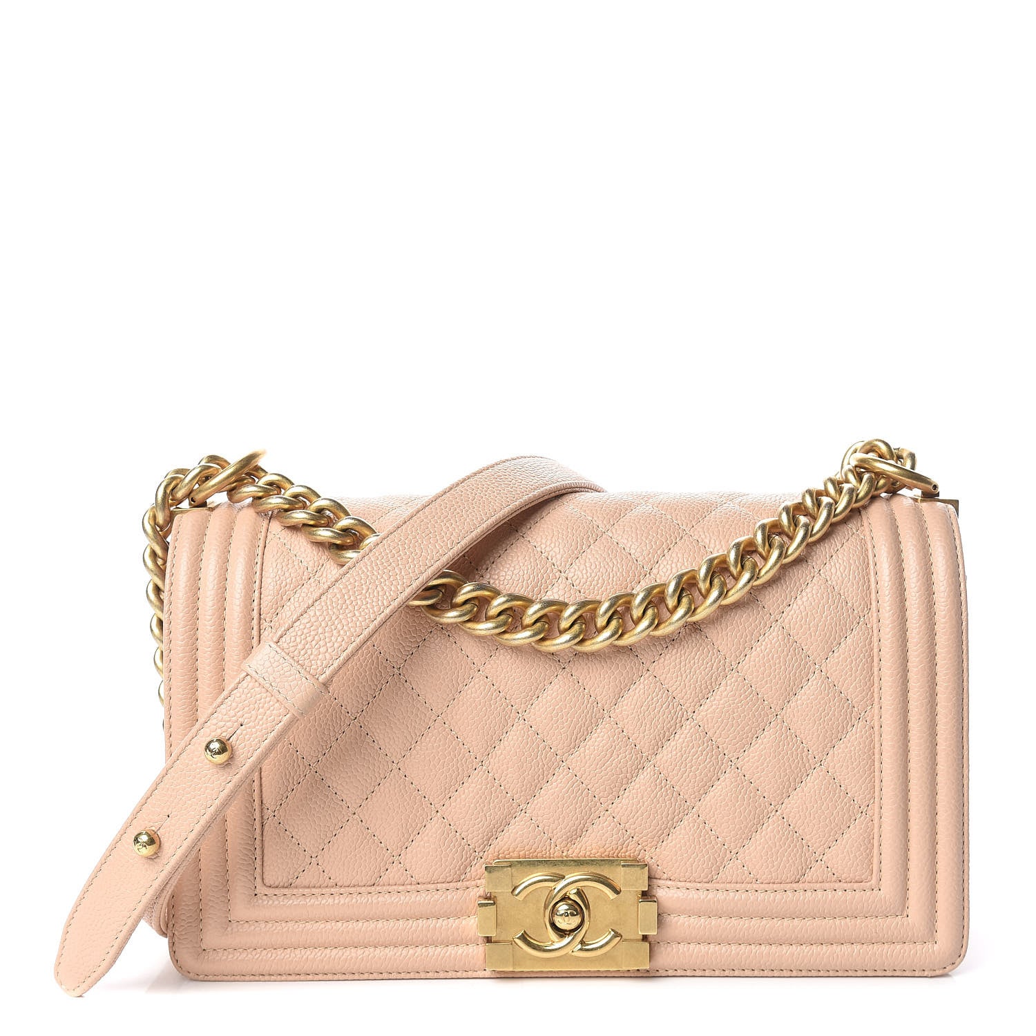 Chanel Caviar Quilted Medium Boy Flap Beige 1 of 14