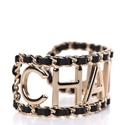 Chanel Lambskin Vintage Allure Cuff Bracelet M Black Gold 4 of 6
