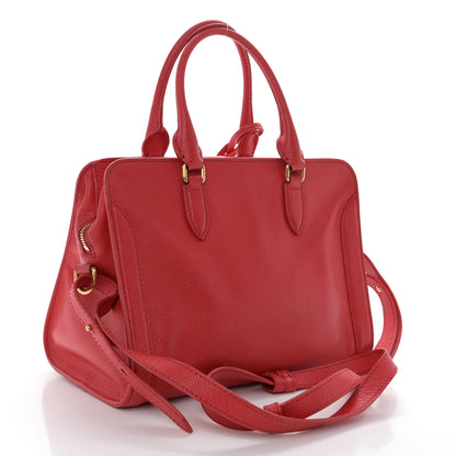 Alexander McQueen Pebbled Calfskin Small Skull Padlock Zip Around Tote Red 3 of 19