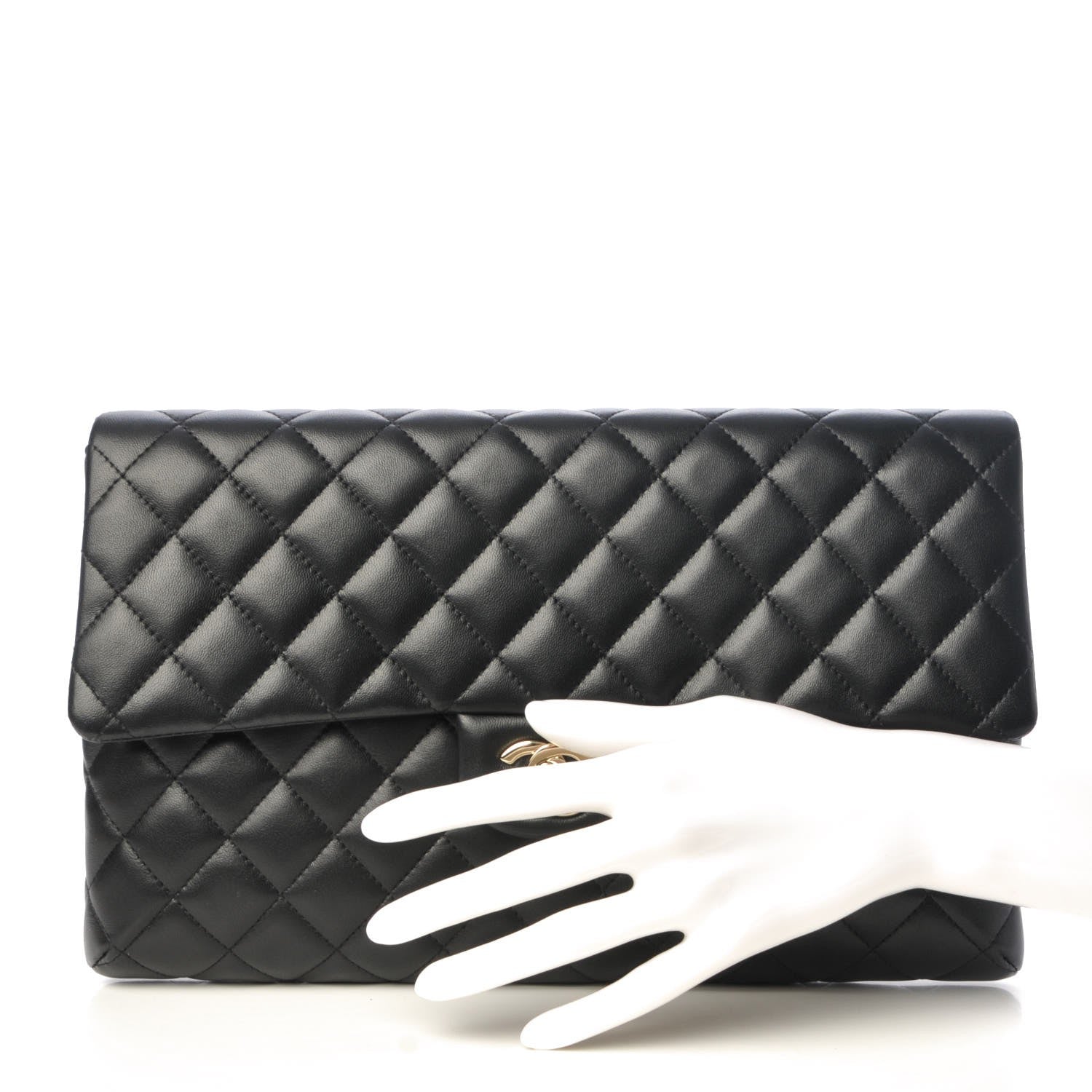 Chanel Lambskin Quilted Flap Clutch Black 2 of 8