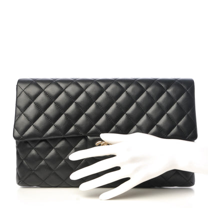 Chanel Lambskin Quilted Flap Clutch Black 2 of 8