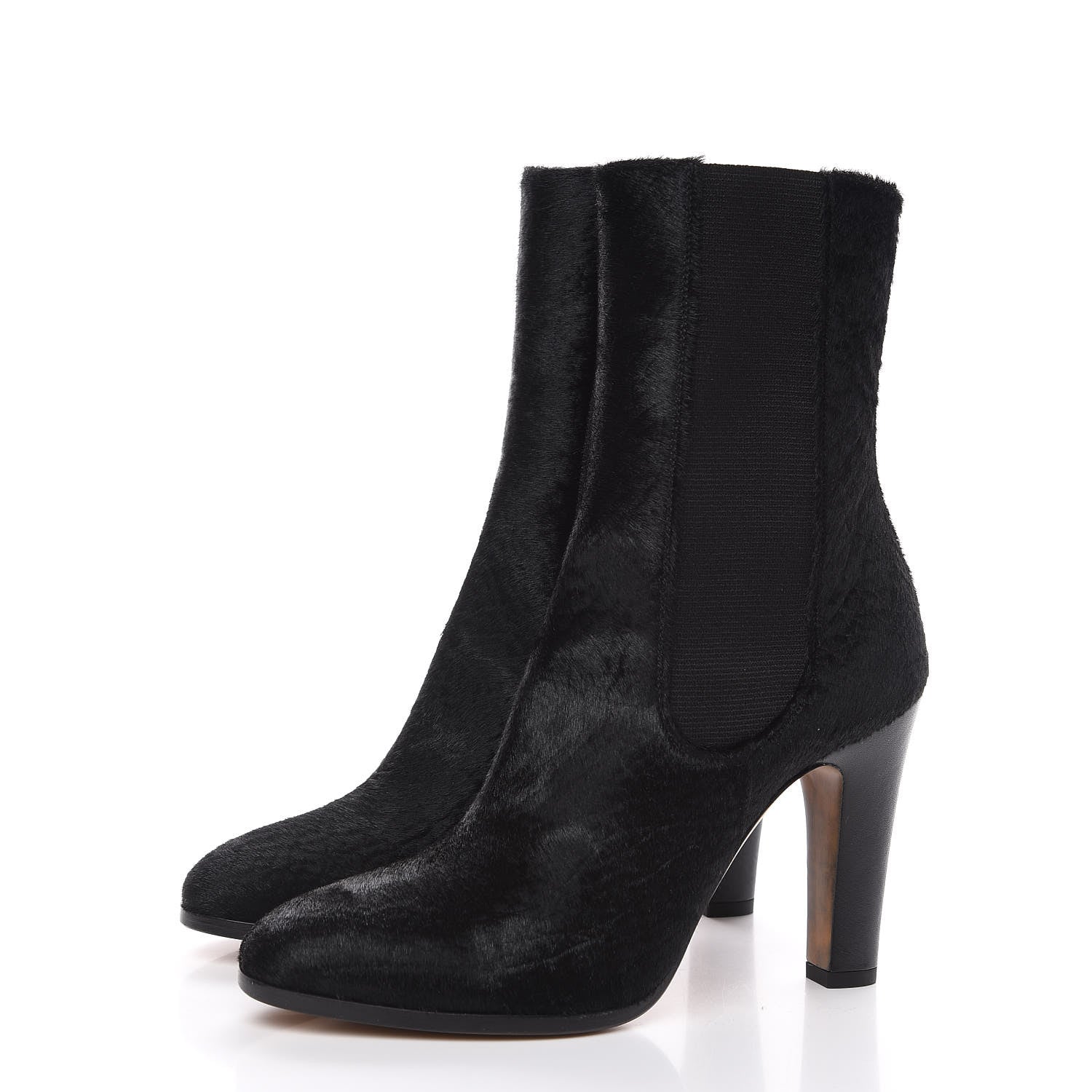 Chanel Pony Hair CC Short Boots 38 Black 3 of 9