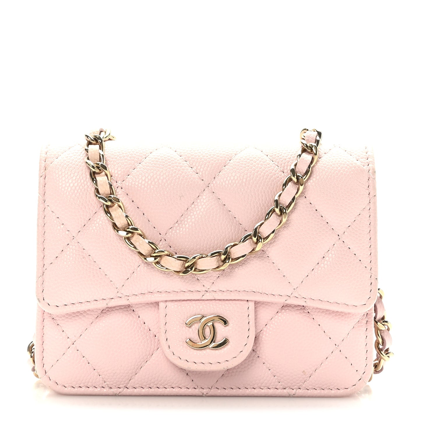 Caviar Quilted Mini Chain Bag Pink